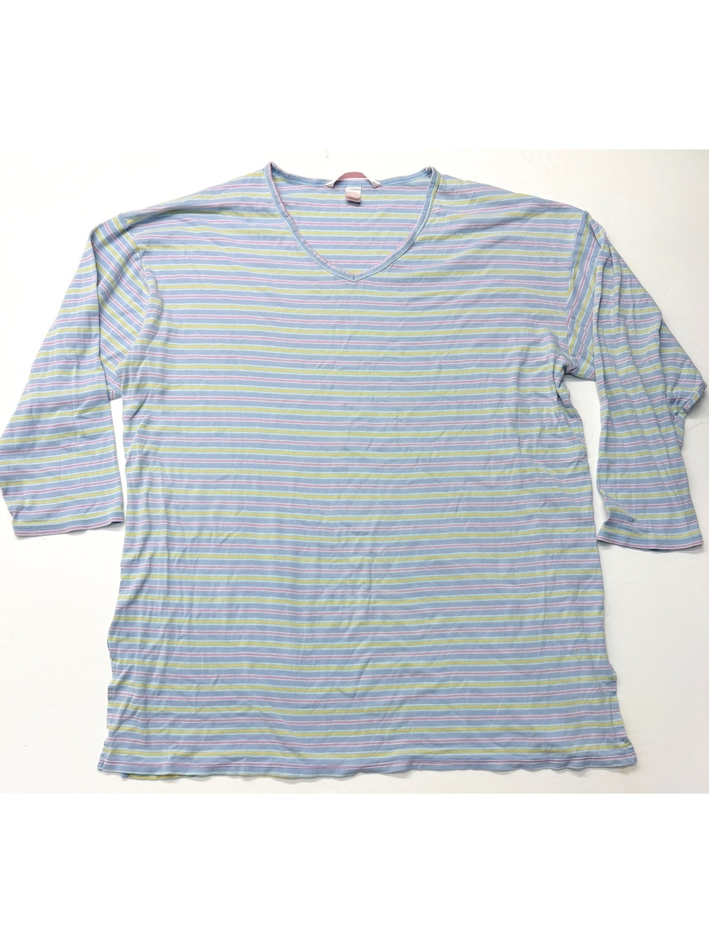 Vintage 90s Y2K Victoria's Secret Striped Cotton 3/4 Sleeve Sleep Pajama Shirt